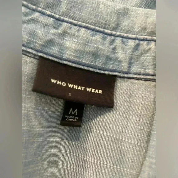 Who What Wear Lyocell Denim Long Sleeve Button Down Large Cuffs Pocket Size M - Picture 7 of 11